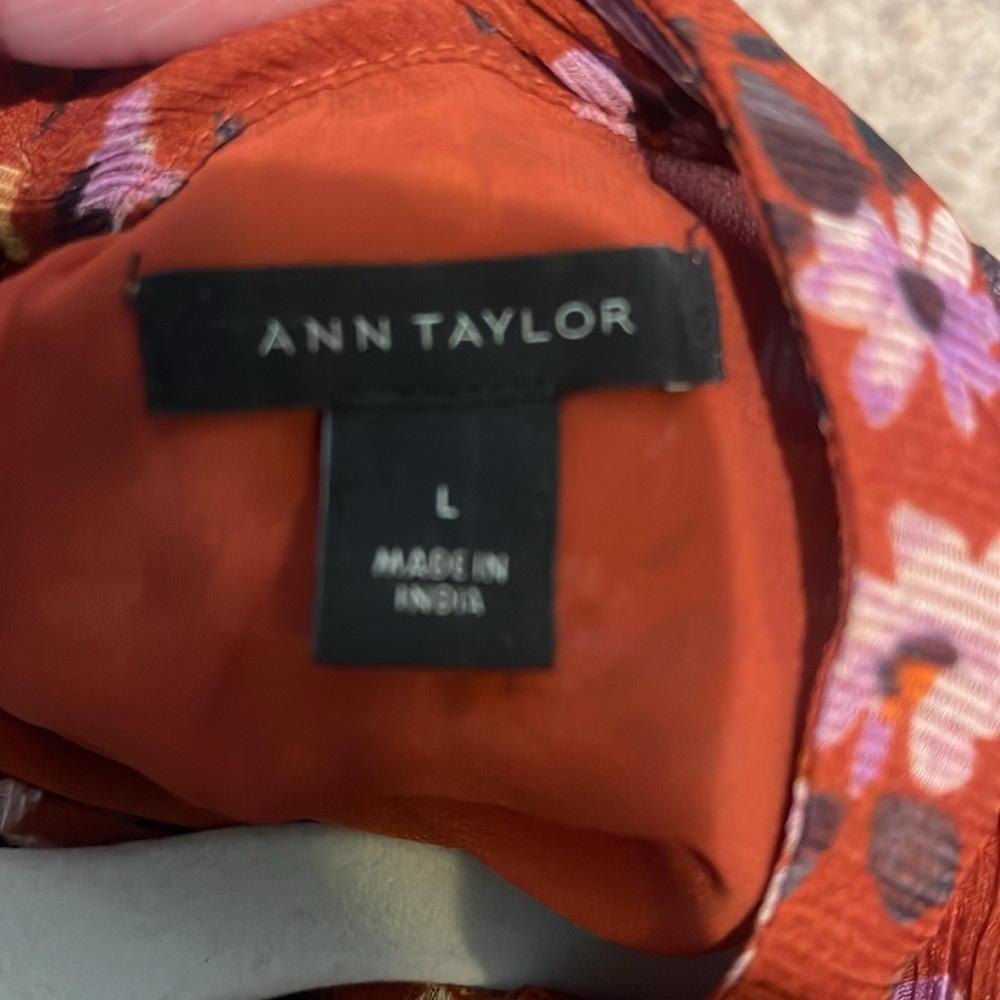 Ann Taylor Floral Ruffle Mock Neck Top - Picture 5 of 6